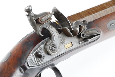 Lot 411 - (S58) 20 bore Flintlock Travelling Pistol by...