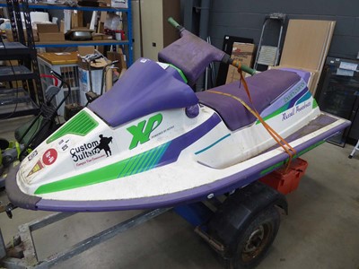 Lot 4257 - Twin carb XP jet ski with single axle trailer...