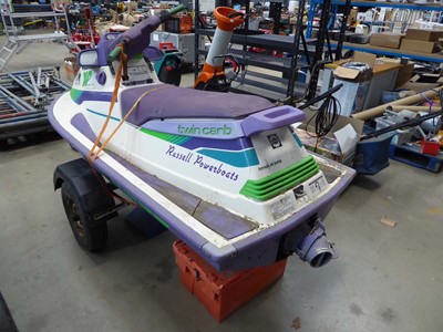 Lot 4257 - Twin carb XP jet ski with single axle trailer...