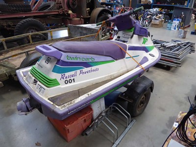 Lot 4257 - Twin carb XP jet ski with single axle trailer...