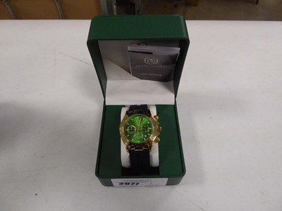 Lot 2077 - Frank Schmidt men's sub dial watch with green...