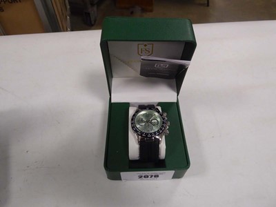 Lot 2078 - Men's sub dial watch with green face, black...