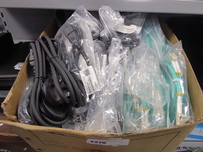 Lot 2279 - Box of Cisco cables and 2 Cisco power units