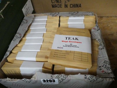 Lot 3293 - Box of teak wage envelopes