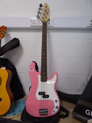 Lot 2336 - Music electric guitar in white and pink with...