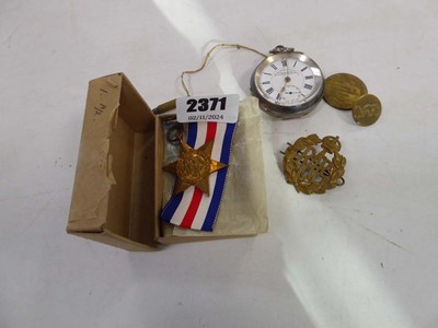 Lot 2371 - Bag containing various medals, pocket watch etc.