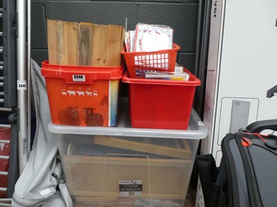 Lot 3346 - 3 boxes of various craftware, cards, etc.