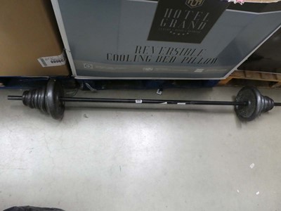 Lot 3396 - Weight bar and weight plates, plus small...