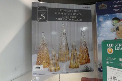 Lot 2094 - Set of 5 LED light up glass Christmas trees