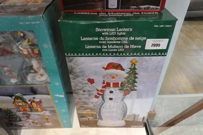 Lot 2095 - Glass pre-lit LED snowman lantern