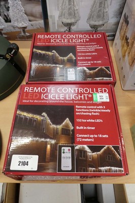 Lot 2104 - 2 sets of 152 ice white LED lights (72m length)