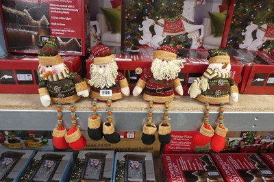 Lot 2128 - 2 pairs of Santa and snowman bookshelf sitting...