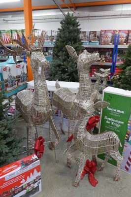 Lot 2170 - Set of 3 gold glittered outdoor display reindeers