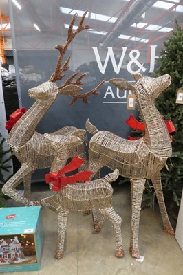 Lot 2171 - Set of 3 gold glittered outdoor display reindeers