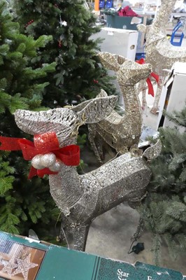 Lot 2172 - Set of 2 gold glittered outdoor display reindeers