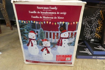 Lot 2177 - Set of 3 outdoor pre lit snowmen family