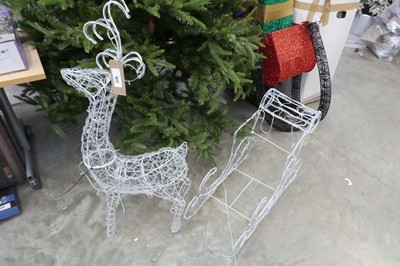 Lot 2178 - Outdoor pre lit reindeer pulling sleigh with...