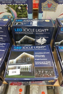 Lot 2216 - 2 boxes of 152 ice white LED Christmas lights...