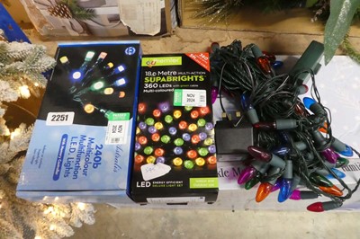 Lot 2251 - 3 sets of multicoloured Christmas lights