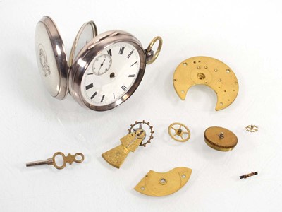 Lot A silver open face pocket watch case, the...