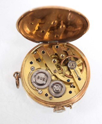 Lot 458 - A 14ct yellow gold open face fob watch, the...