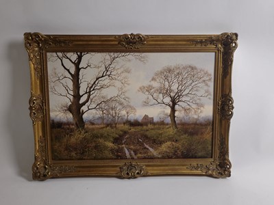 Lot 108 - James Wright (b. 1935), An autumnal landscape,...