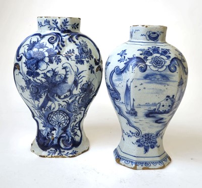 Lot 239 - A Delft tin-glazed vase of baluster form...