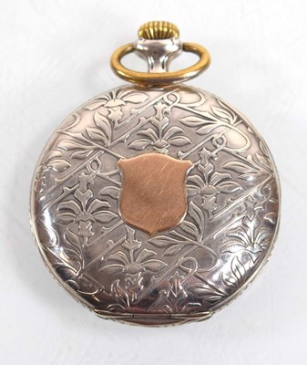 Lot 454 - A silver open face pocket watch, the white...