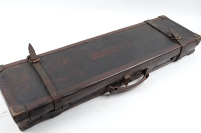 Lot 1419 - Oak and leather gun case, stamped A.I. F-W,...