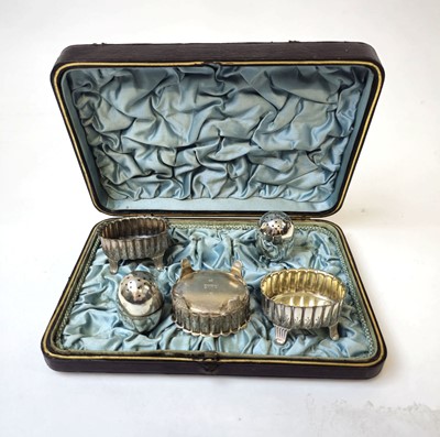 Lot 405 - Three Victorian silver open salts together...