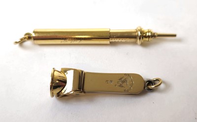 Lot 594 - A yellow metal propelling pencil marked 'J.W...