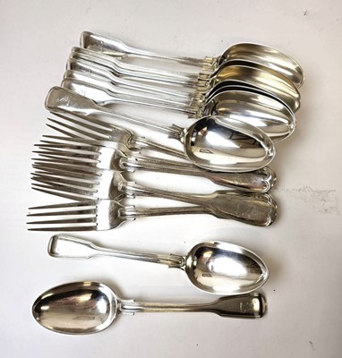 Lot 412 - A part set of Victorian silver cutlery....