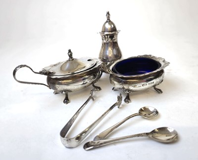 Lot 416 - An Elizabeth II silver cruet set together with...