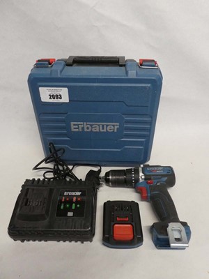 Lot Cased Erbauer 12V combi drill with battery and...