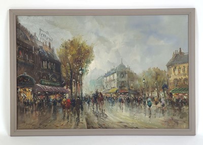 Lot 119 - J. Giordano (b.1935) Continental street scene...