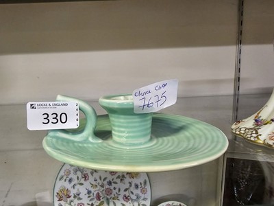 Lot 330 - A small blue Clarice Cliff candle holder