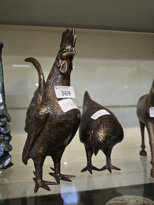 Lot 369 - Two metalwork models of hen and rooster