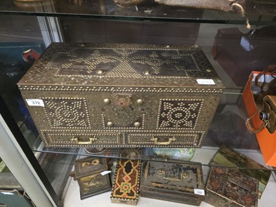 Lot 378 - An eastern brass wrapped and studwork chest...