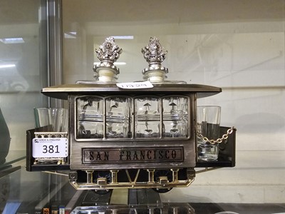 Lot 381 - A decanter set in the form of a tram carriage '...