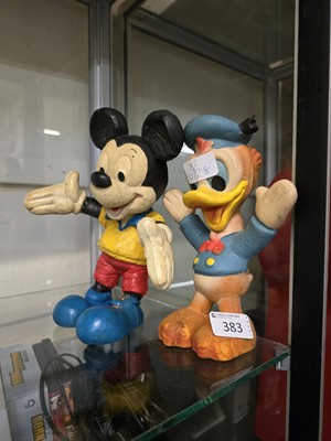 Lot 383 - Two old foam toys of Mickie Mouse and Donald Duck