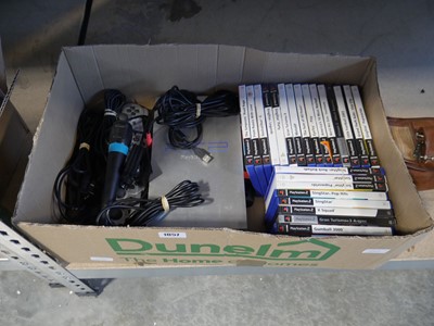 Lot 1057 - Box containing PlayStation 2 with 2...