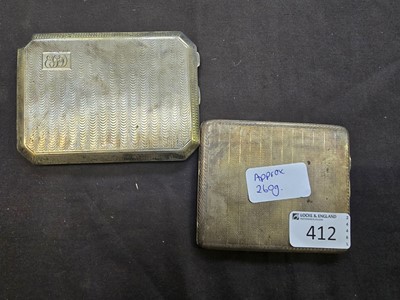 Lot 412 - Two engine turned silver hallmarked cigarette...