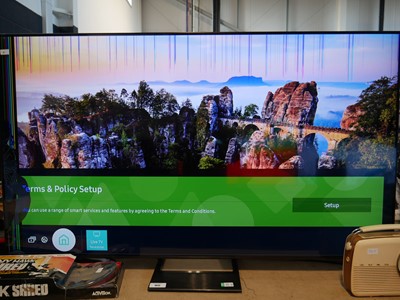 Lot 1015 - Samsung 75" TV with stand and remote, model...