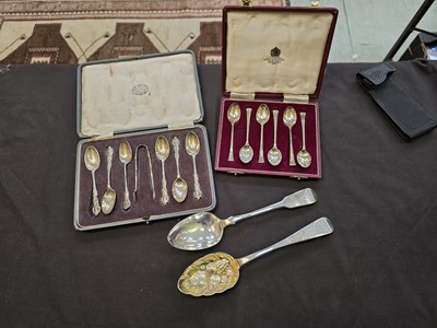 Lot 416 - A cased set of six silver hallmarked teaspoons...