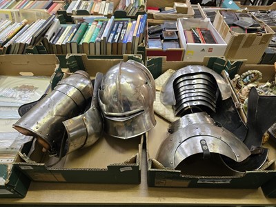 Lot 438 - Two trays containing reproduction plate armour...