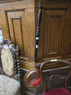 Lot 41 - A brass and copper bed warming pan