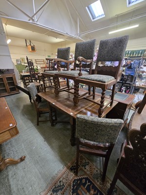 Lot 79 - An early 20th century oak drawer leaf table on...