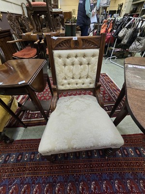 Lot 85 - An Edwardian walnut framed parlour chair...