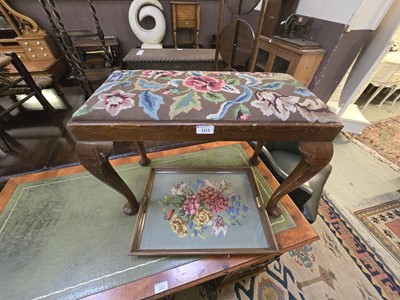 Lot 103 - An early 20th century stool with needlework...