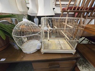 Lot 117 - Two white painted metal birdcages